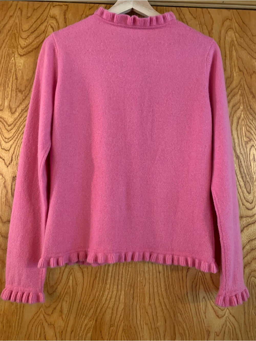 Pure Collection Pink Ruffle-Trim Cashmere Cardigan - Picture 3 of 7